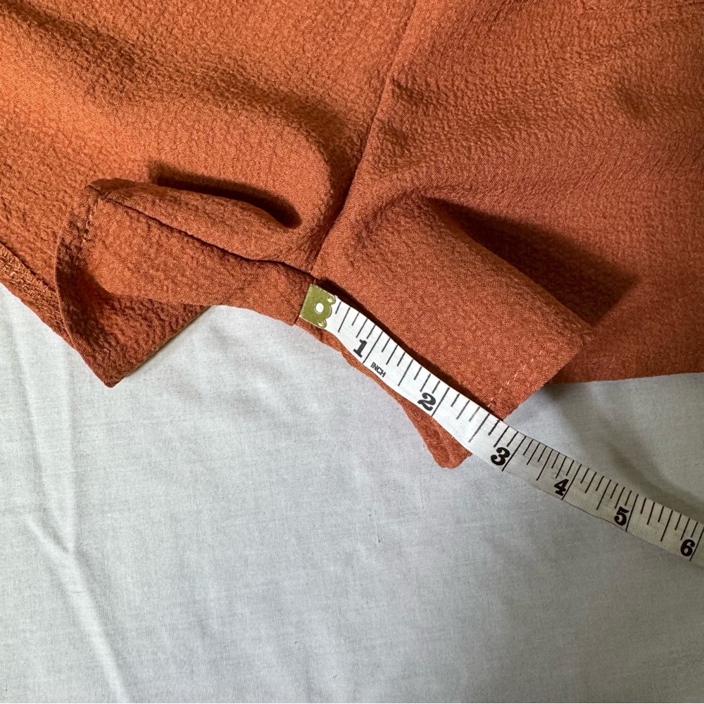 SHEIN Rust Textured Wide Leg Romper‎ Tie Strap Overalls Small - Picture 8 of 8